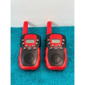 T-388 Walkie Talkie Set Red Black Handheld 2-Way Radios with Belt Clips